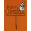 Merry Christmas beszúrható arany torta dísz hóemberrel