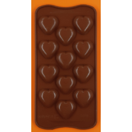 Szilikon csoki öntő forma 3D szívek 12 darabos 
