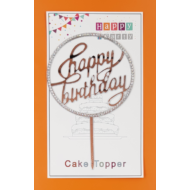Happy Birthday kerek ezüst strasszos beszúrható dísz