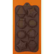 Szilikon csoki öntő forma kagyló csillag halacska 8 darabos 