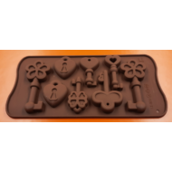 Szilikon csoki öntő forma kulcsok lakatok 8 darabos 