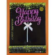 Happy Birthday fényes pink beszúrható dísz