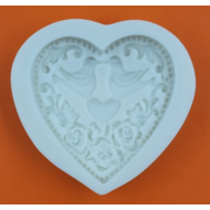 Szilikon forma rózsás galambos szív