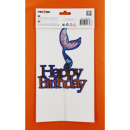Happy Birthday sellő kék beszúrható dísz