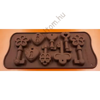 Szilikon csoki öntő forma kulcsok lakatok 8 darabos 