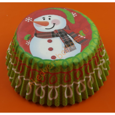 Karácsonyi muffin papír 100 darabos hóember 3