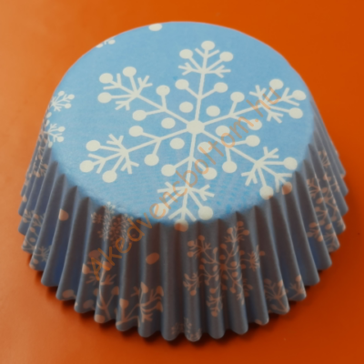 Karácsonyi muffin papír 100 darabos hópihe kék
