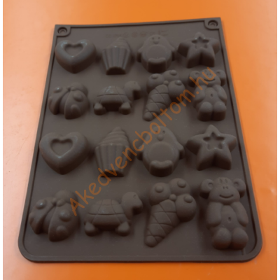 Szilikon csoki öntő forma teknős majom katica fagyi süti 16 darabos 